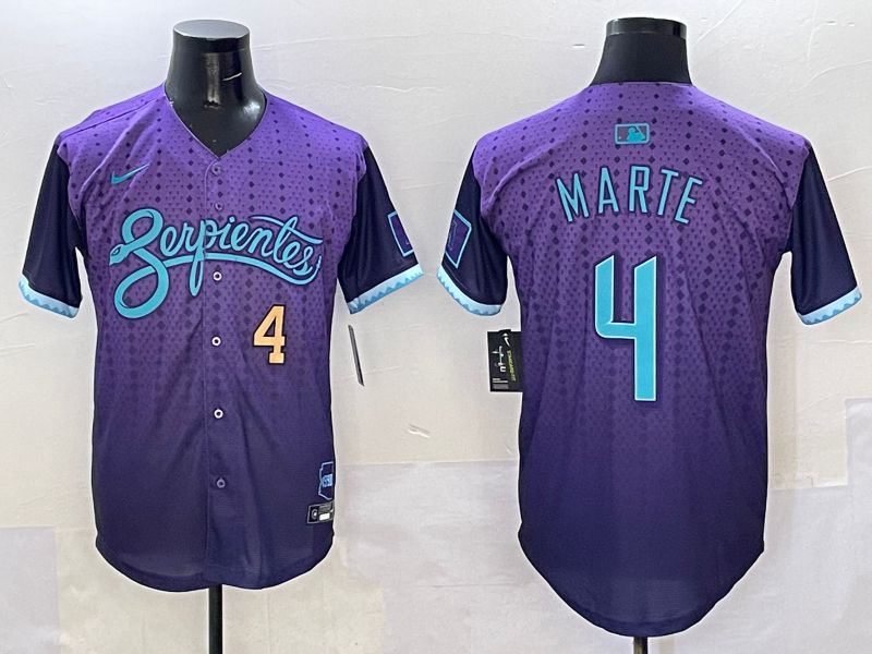 Men Arizona Diamondback #4 Marte Purple Joint Name 2025 Nike MLB Jersey style 2->youth mlb jersey->Youth Jersey